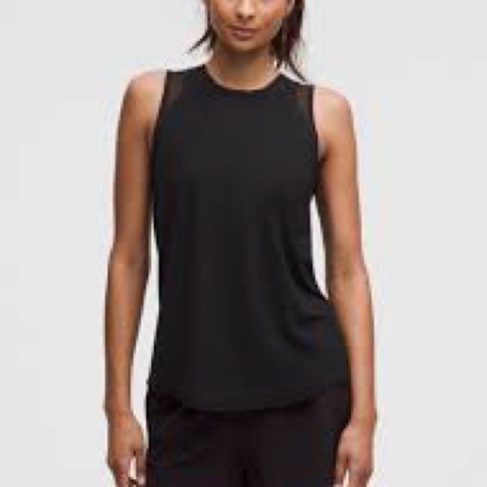 Lululemon Athletica Sculpt Tank Top Black Mesh Open Back